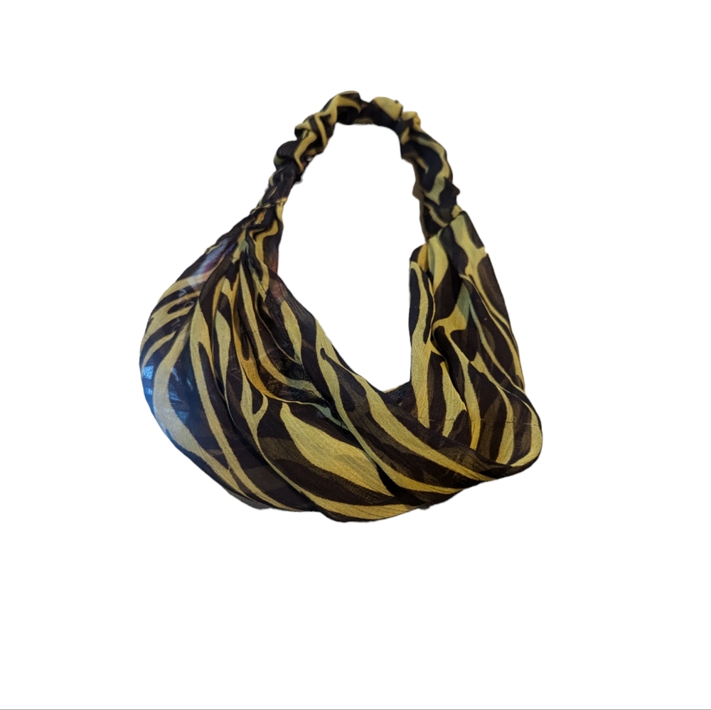 Brown & Yellow Zebra Print Chiffon Headband Scarf - Picture 5 of 5